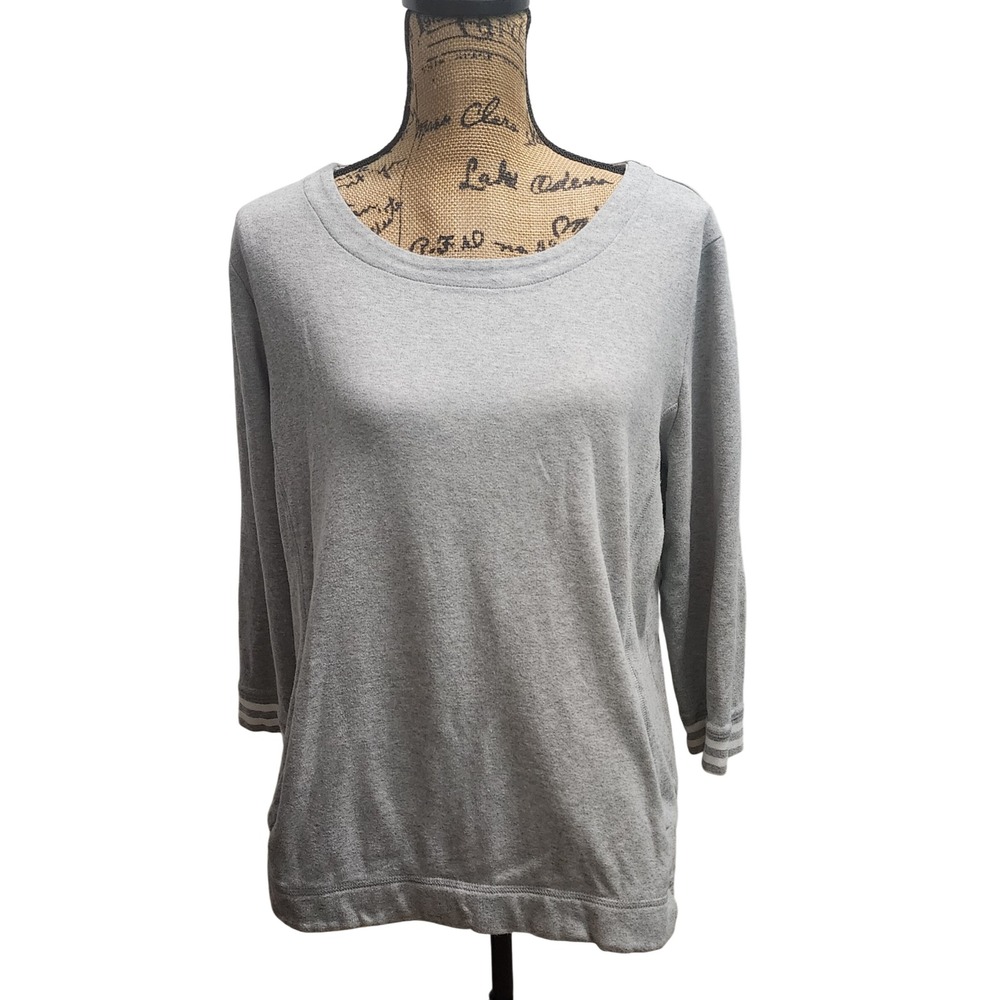 Kim Rogers‎ Womens XL 3/4 Sleeve Gray Sweatshirt Casual Pullover Top